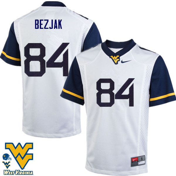 Men #84 Matt Bezjak West Virginia Mountaineers College Football Jerseys-White